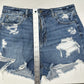 American Eagle Shorts Womens 10 Mom High Rise Blue Jean Denim Distressed Grunge