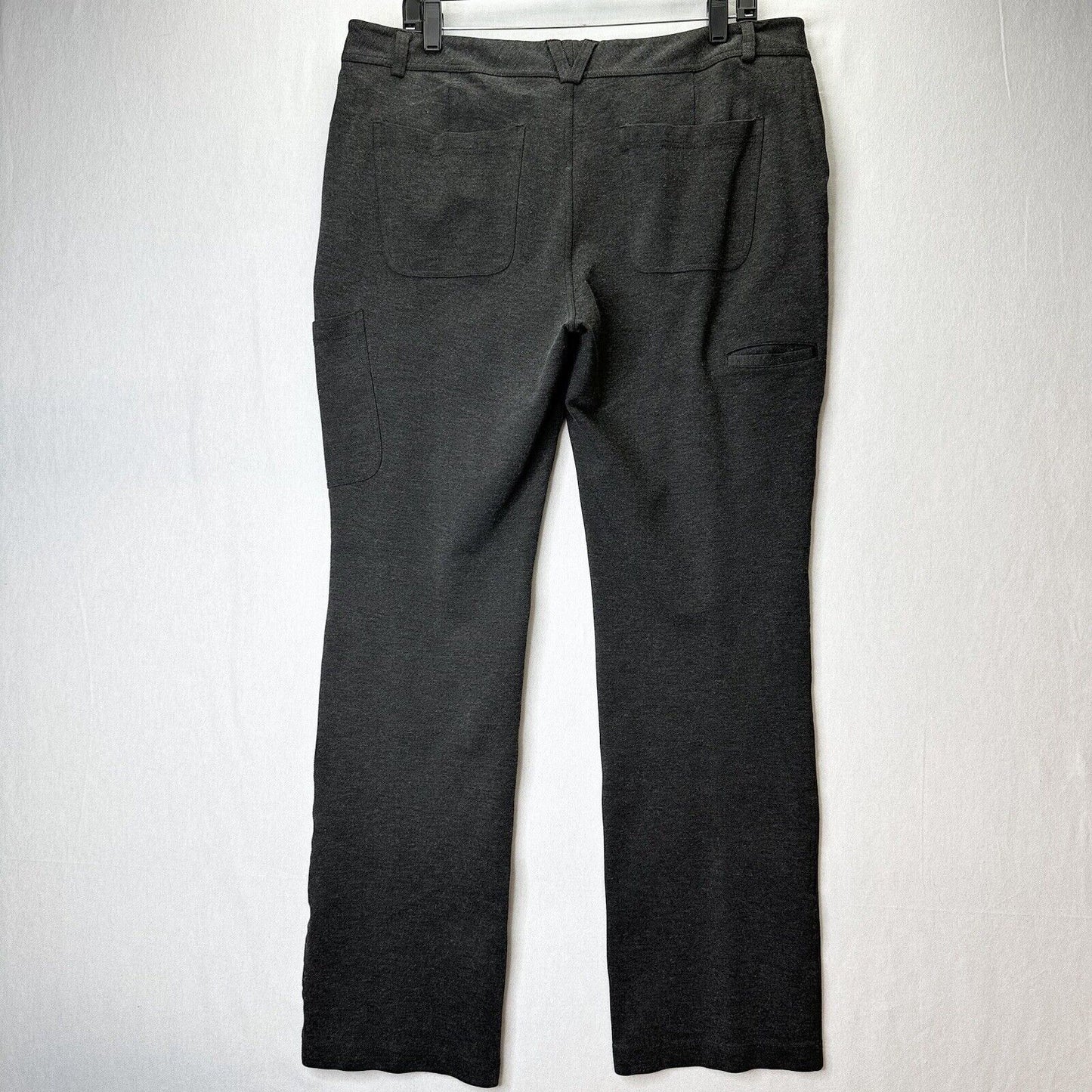 Duluth Trading Pants Womens 16 Wearwithall Ponte Knit Bootcut Gray Stretch Zip