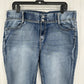Apt 9 Jeans Womens 18 Capri Tummy Control Blue Cuffed Denim Bling Embroidered
