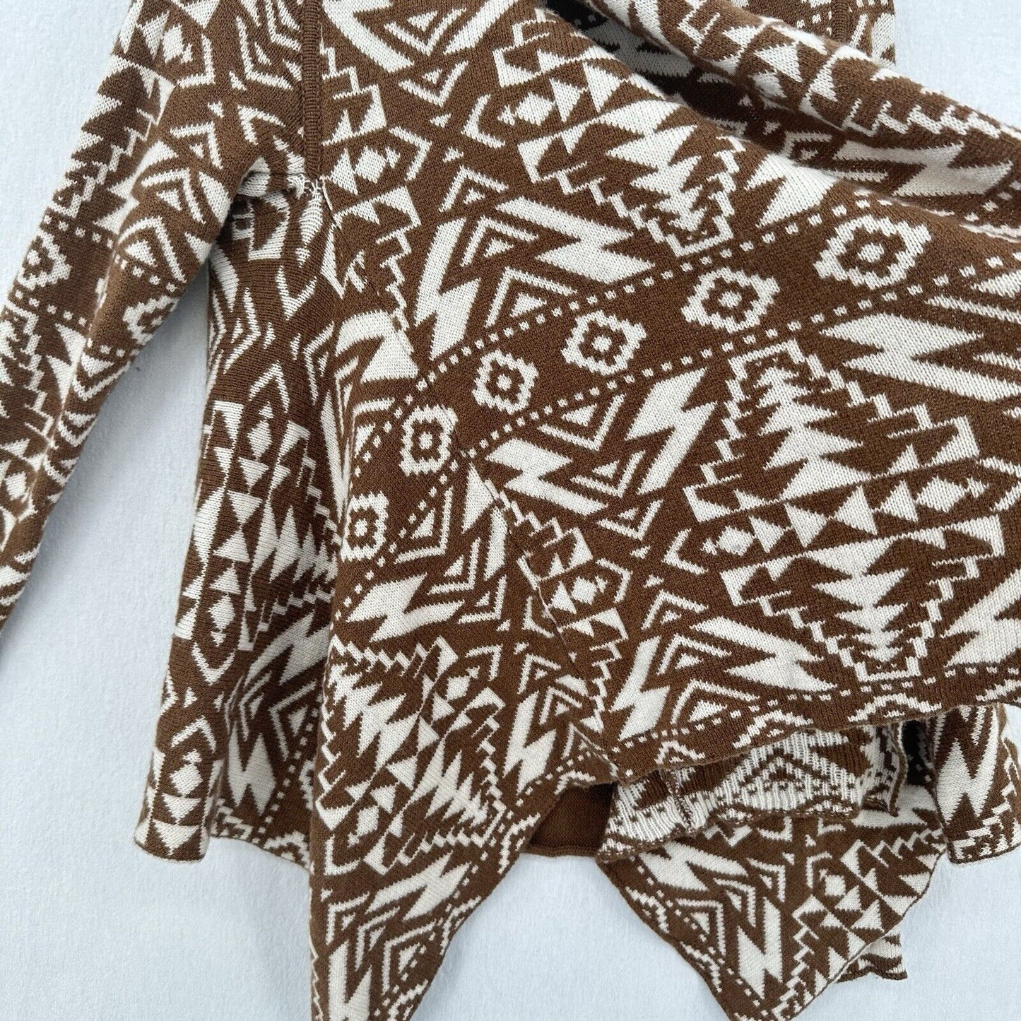 Patagonia Sweater Womens Small Cardigan Brown Beige Open Aztec Lambswool Western