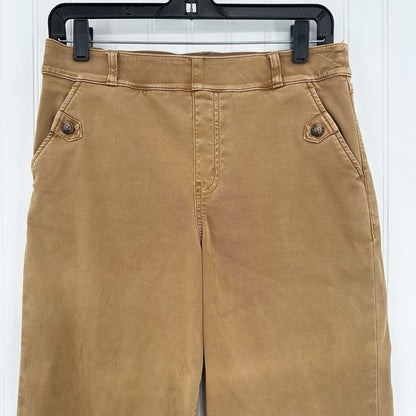 Spanx Pants Womens Large Stretch Twill Cropped Wide Leg High Rise Brown Jeans