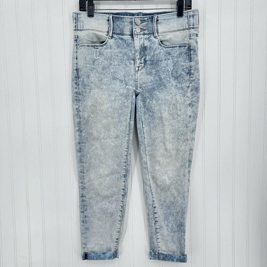 Apt 9 Jeans Womens 8 Petite Ankle Tummy Control Acid Wash Stretch Denim Cuffed