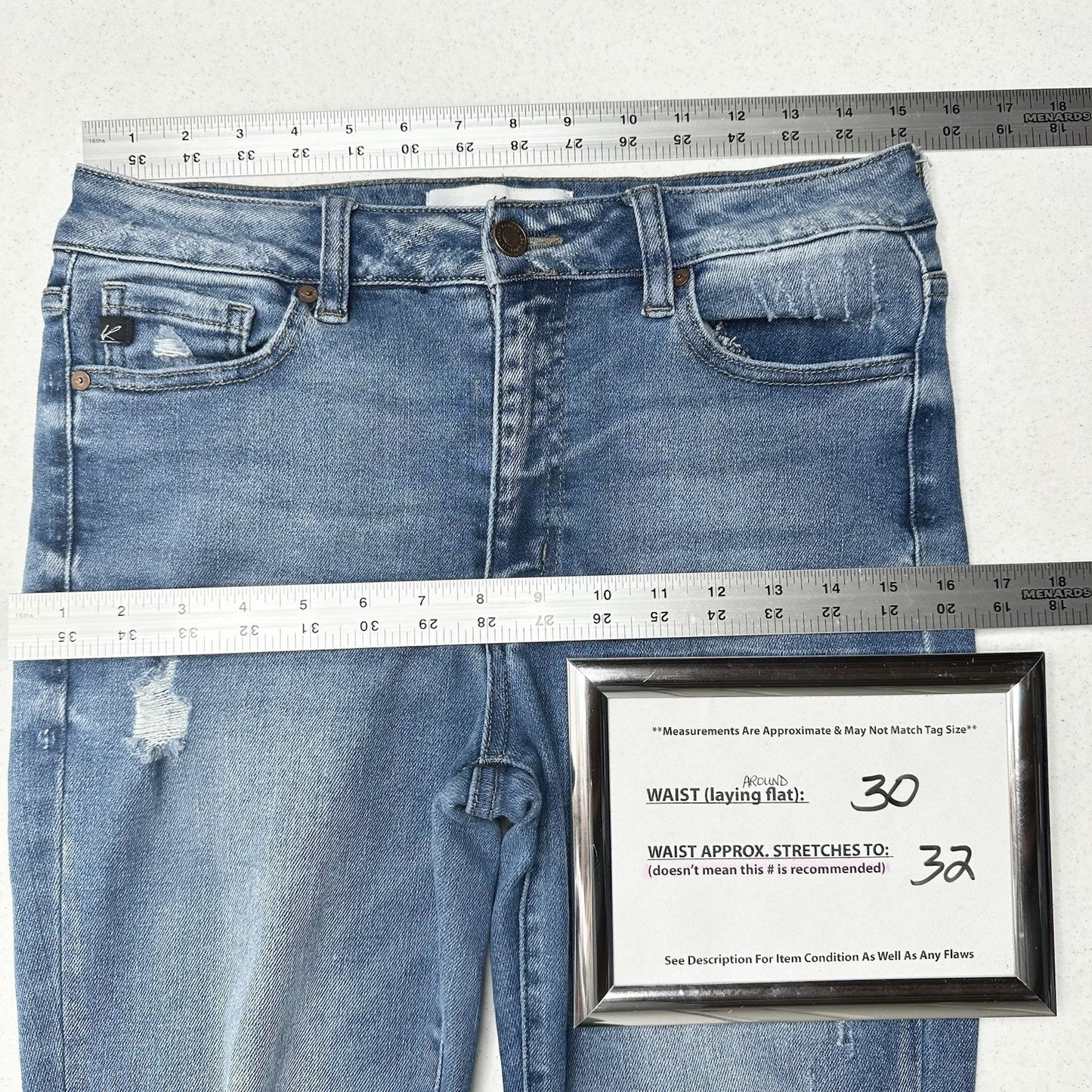Kancan Jeans Womens 9 28 High Rise Flare Blue Denim Distressed Festival Cowboy