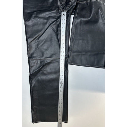 We The Free People Pants Womens 8 It Factor Vegan Leather Black Wide Leg Hi Rise