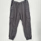 Nicole Miller Pants Womens Large Linen Cargo Jogger Gray Pull On Coastal Beach