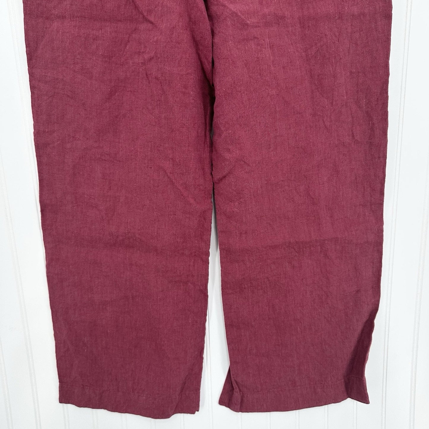 Athleta Pants Womens 6P Retreat Linen Wide Leg Maroon Coastal Beach Lagenlook
