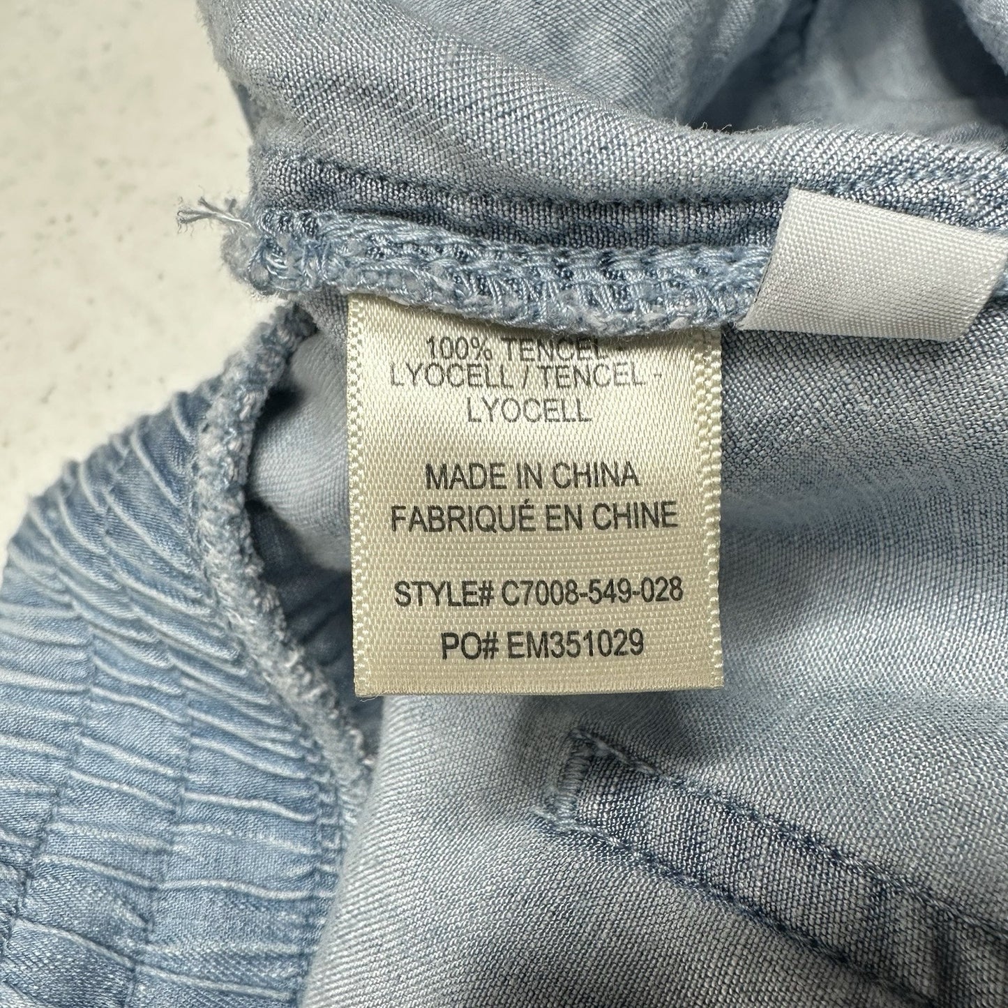 Cloth Stone Pants Medium Chambray Lyocell Tencel Ankle Crop Blue Roll Up Coastal