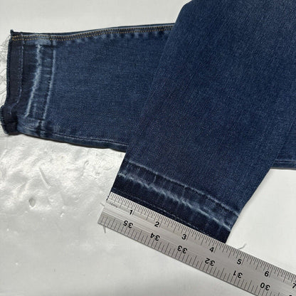 Spanx Jeans Womens Medium Ankle Skinny Blue Pull On Denim Distressed Fray EUC
