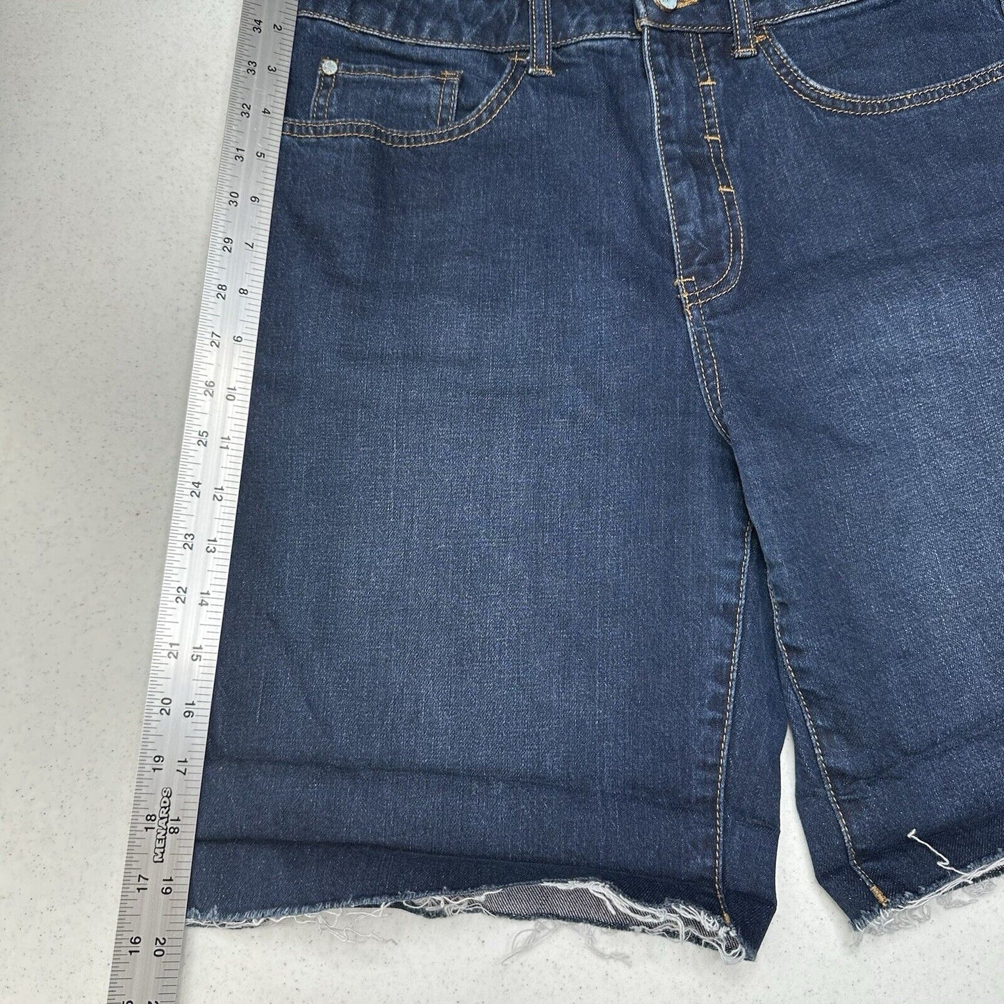 PILCRO Shorts Womens 29 Bermuda High Rise Blue Jean Denim Fray Anthropologie