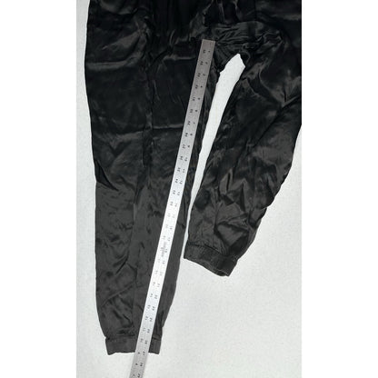 Enza Costa Pants 3 Womens Large Jogger Rayon Satin Black Pull On Ankle EUC