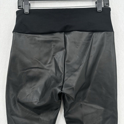 Spanx Leggings Womens Large Black Faux Leather Assets Pull On Pants Slimming EUC