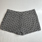 Diane Von Furstenberg Silk Shorts Womens 4 Black/White Floral Zip Front Pockets