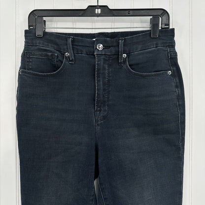 Good American Jeans Women 10 30 Good Waist Crop Skinny Ankle Blue Denim Fray EUC