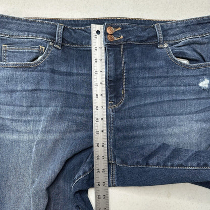 American Eagle Jeans Womens 20 Artist Crop Super Stretch Blue Denim Distress EUC