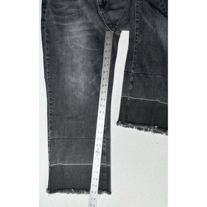 Judy Blue Jeans Womens 13 31 Wide Leg Crop High Rise Gray Denim Boho Grunge EUC