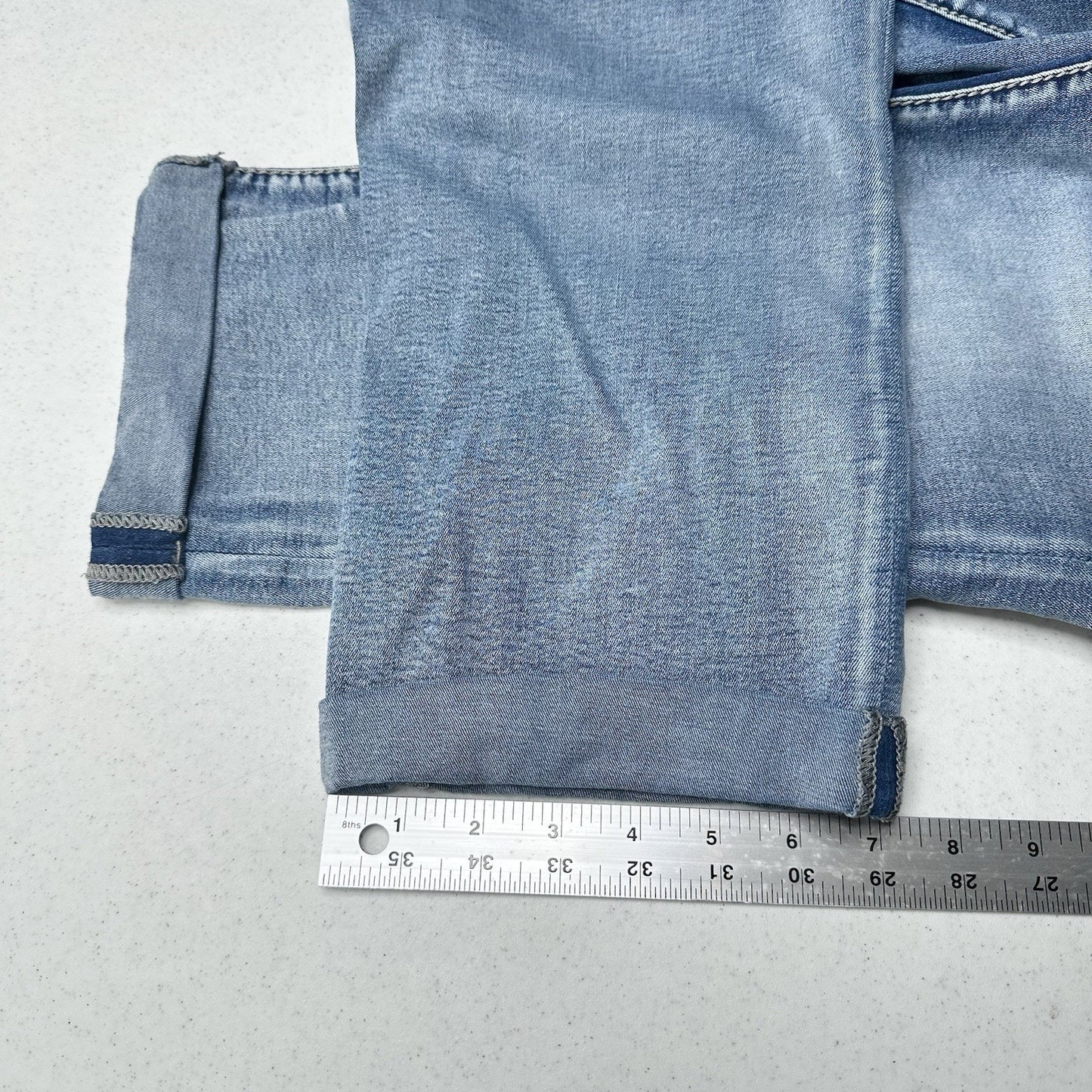 Apt 9 Jeans Womens 18 Capri Tummy Control Blue Cuffed Denim Bling Embroidered