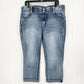 Apt 9 Jeans Womens 18 Capri Tummy Control Blue Cuffed Denim Bling Embroidered