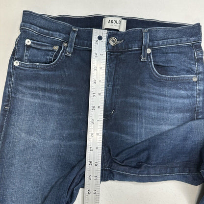 AGOLDE Jeans Womens 28 Sophie Crop Blue Denim Dark Wash Skinny Raw Hem Fray