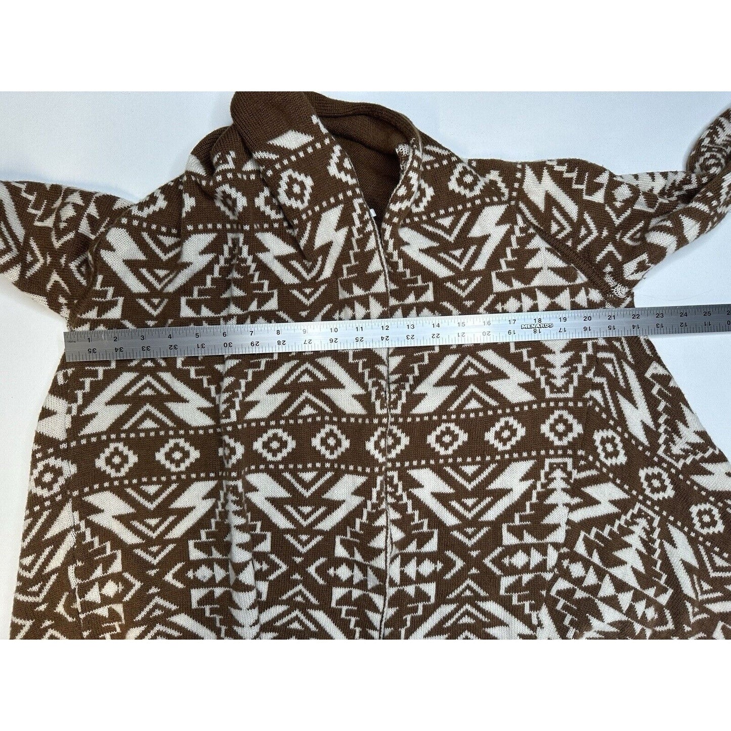 Patagonia Sweater Womens Small Cardigan Brown Beige Open Aztec Lambswool Western