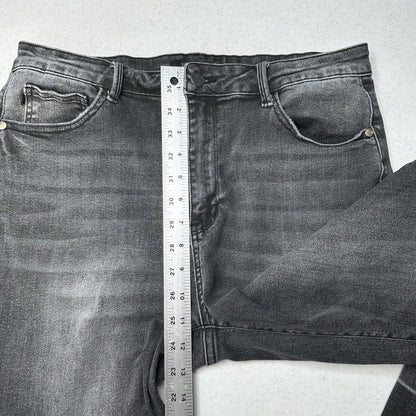 Judy Blue Jeans Womens 13 31 Wide Leg Crop High Rise Gray Denim Boho Grunge EUC