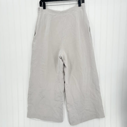 Lafayette 148 Pants Women 12 Petite Silk Wide Leg Light Gray Lined Coastal *Flaw