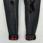 Judy Blue Jeans 9 29 Skinny Black Stretch Denim Red Buffalo Plaid Patch Distress