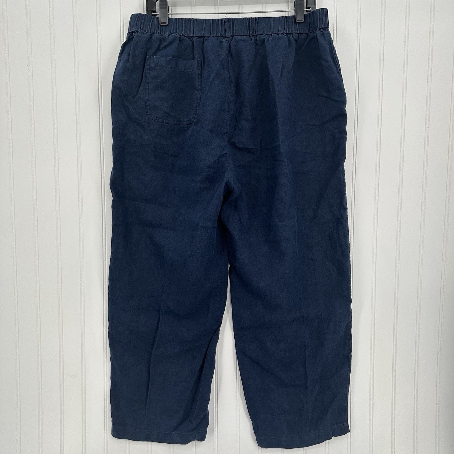 Quince Pants Womens XL Linen Crop Navy Blue Pull On Coastal Beach Lagenlook