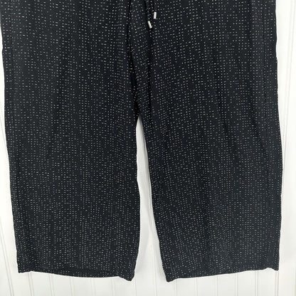 Eileen Fisher Pants Medium Wide Crop Black Polka Dot Pull On Tencel Coastal EUC