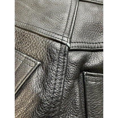 USA Bikers Over Pants Men 36x29 Black Genuine Leather Motorcycle Zipper *Smaller
