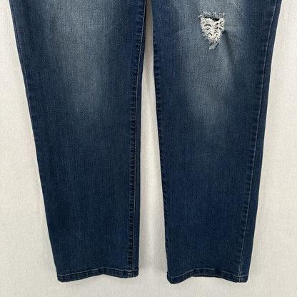 Democracy Jeans Women 12 Straight Boyfriend Ab Solution Blue Stretch Denim *Spot