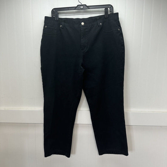 Chicos Jeans 3 Short Womens 16 Straight Crop Black Stretch Denim Comfort