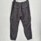 Nicole Miller Pants Womens Large Linen Cargo Jogger Gray Pull On Coastal Beach