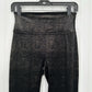 Spanx Leggings Women Velvet Shine Pants Black Gold Metallic Pull On Slimming EUC