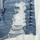 American Eagle Shorts 14 Highest Rise Baggy Midi Blue Denim Distressed Grunge