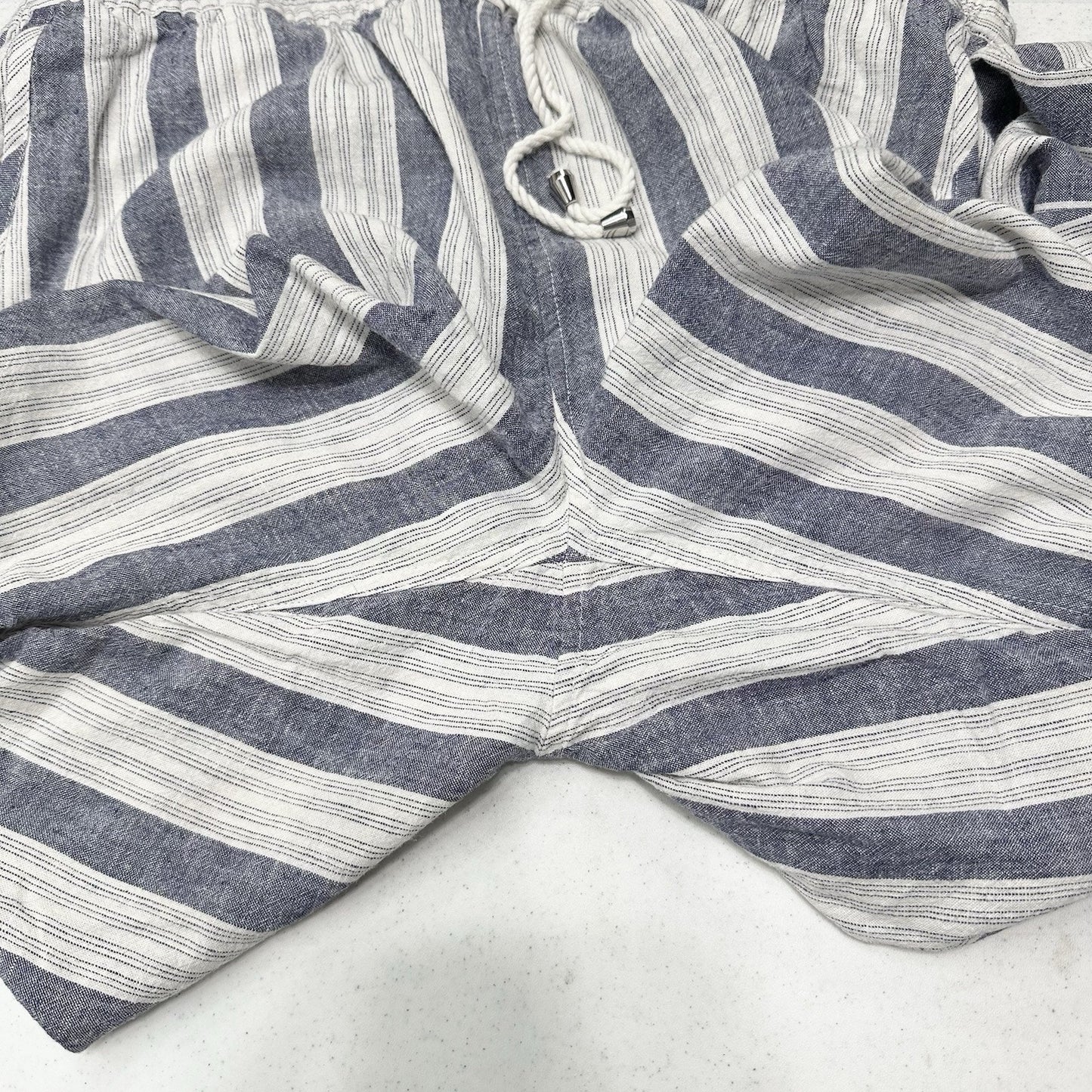 Rails Pants Womens Large Agnes Linen Blend Ankle White Blue Stripes Coastal EUC