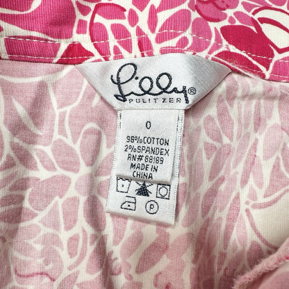 Lilly Pulitzer Skirt Womens 0 Corduroy Pink Floral Coastal Golf Barbie Beach