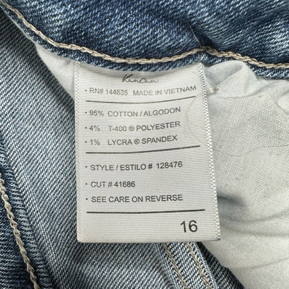 Kancan Jeans Womens 16 Straight Ankle Blue Denim Distressed Fray 90s Grunge