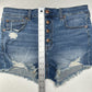 American Eagle Shorts 12 Hi Rise Shortie Stretch Blue Denim Distress Button Fly