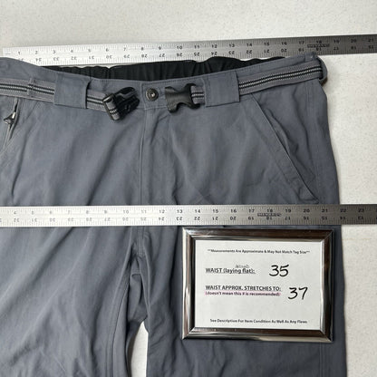 Duluth Trading Pants Mens L X 30 Dry On The Fly Belted Gray Hiking UPF Quick Dry
