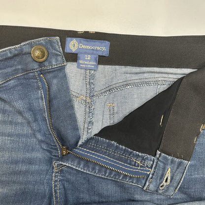 Democracy Jeans Women 12 Straight Boyfriend Ab Solution Blue Stretch Denim *Spot