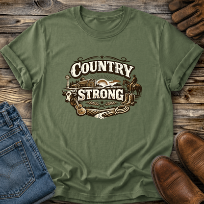 graphic country design on green tshirt