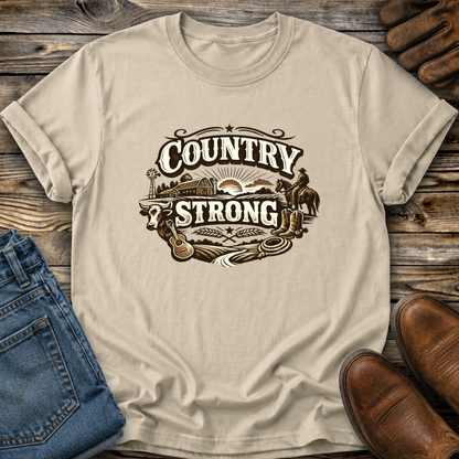 graphic country design on beige tshirt