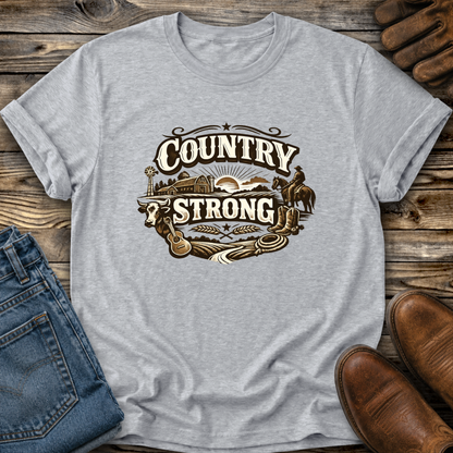 graphic country design on a light gray tshirt