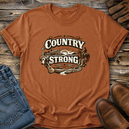 graphic country design on an orange tshirt
