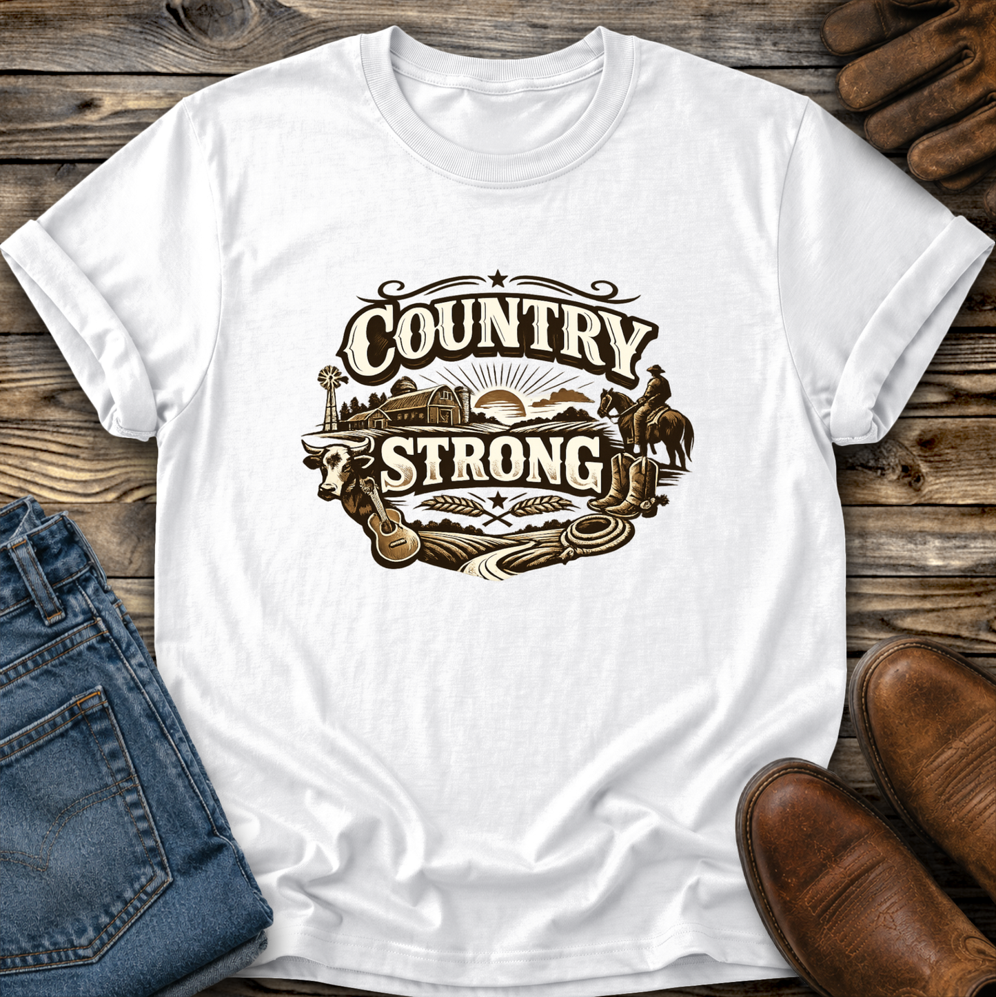 graphic country design on white tshirt