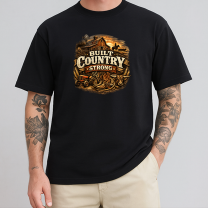 Built Country Strong Graphic Tee T-shirt or Sweatshirt ADULT Unisex Hoodie / Crewneck Western Farm Life