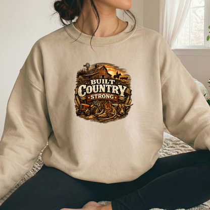 Built Country Strong Graphic Tee T-shirt or Sweatshirt ADULT Unisex Hoodie / Crewneck Western Farm Life