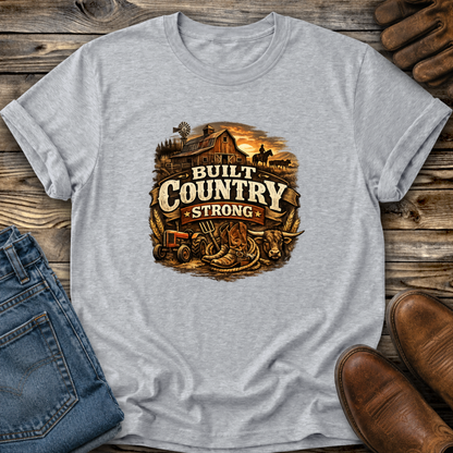 Built Country Strong Graphic Tee T-shirt or Sweatshirt ADULT Unisex Hoodie / Crewneck Western Farm Life