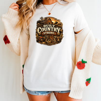 Built Country Strong Graphic Tee T-shirt or Sweatshirt ADULT Unisex Hoodie / Crewneck Western Farm Life