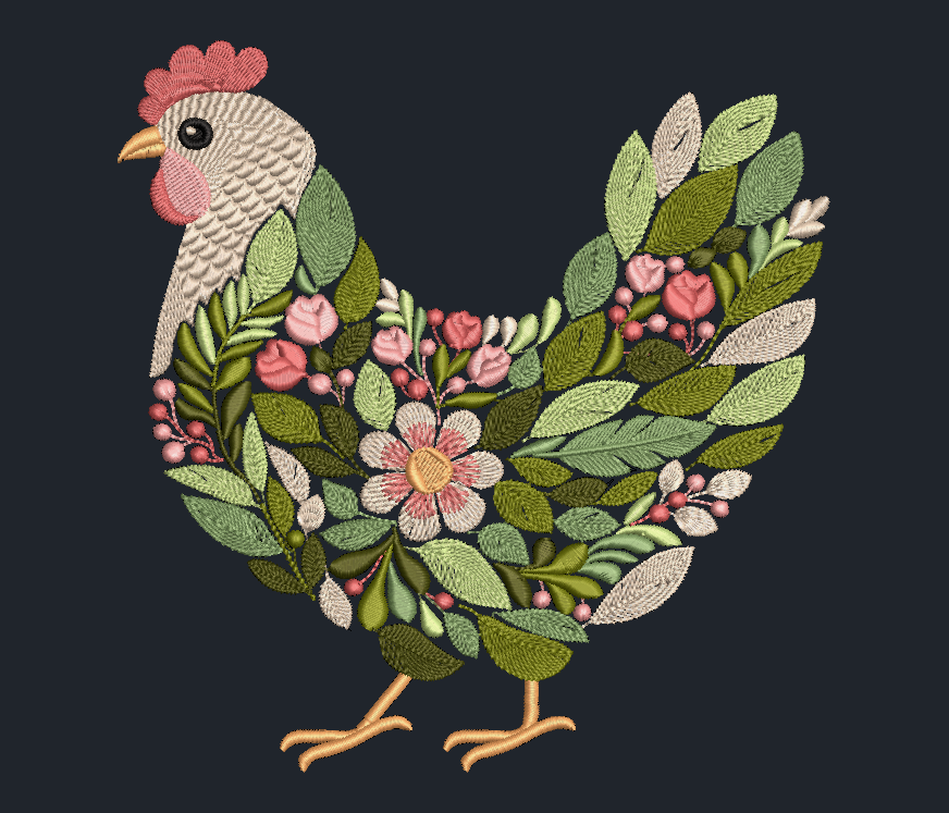 Chicken Sweatshirt Embroidered Floral Hen Adult Unisex Crewneck Sweatshirt Farm